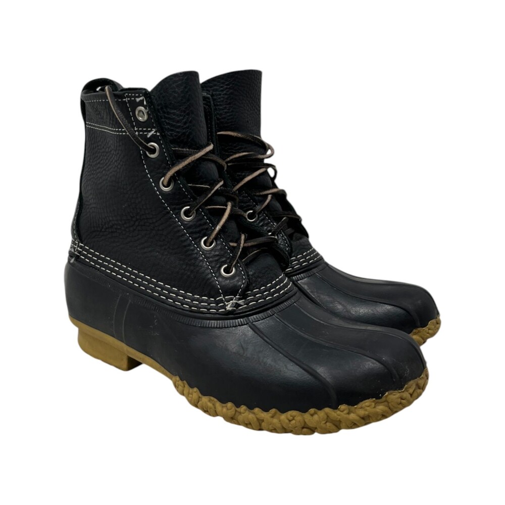 L.L. Bean Duck Boots Women's Size 9 W Black Leather Bean Boots USA Outdoor